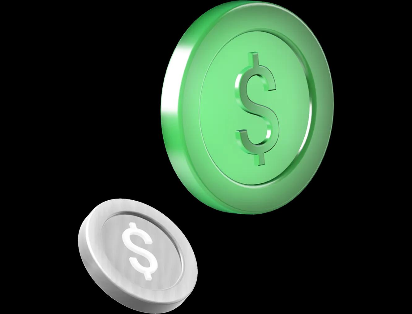 رسم توضيحي لعملة خضراء وعملة فضية