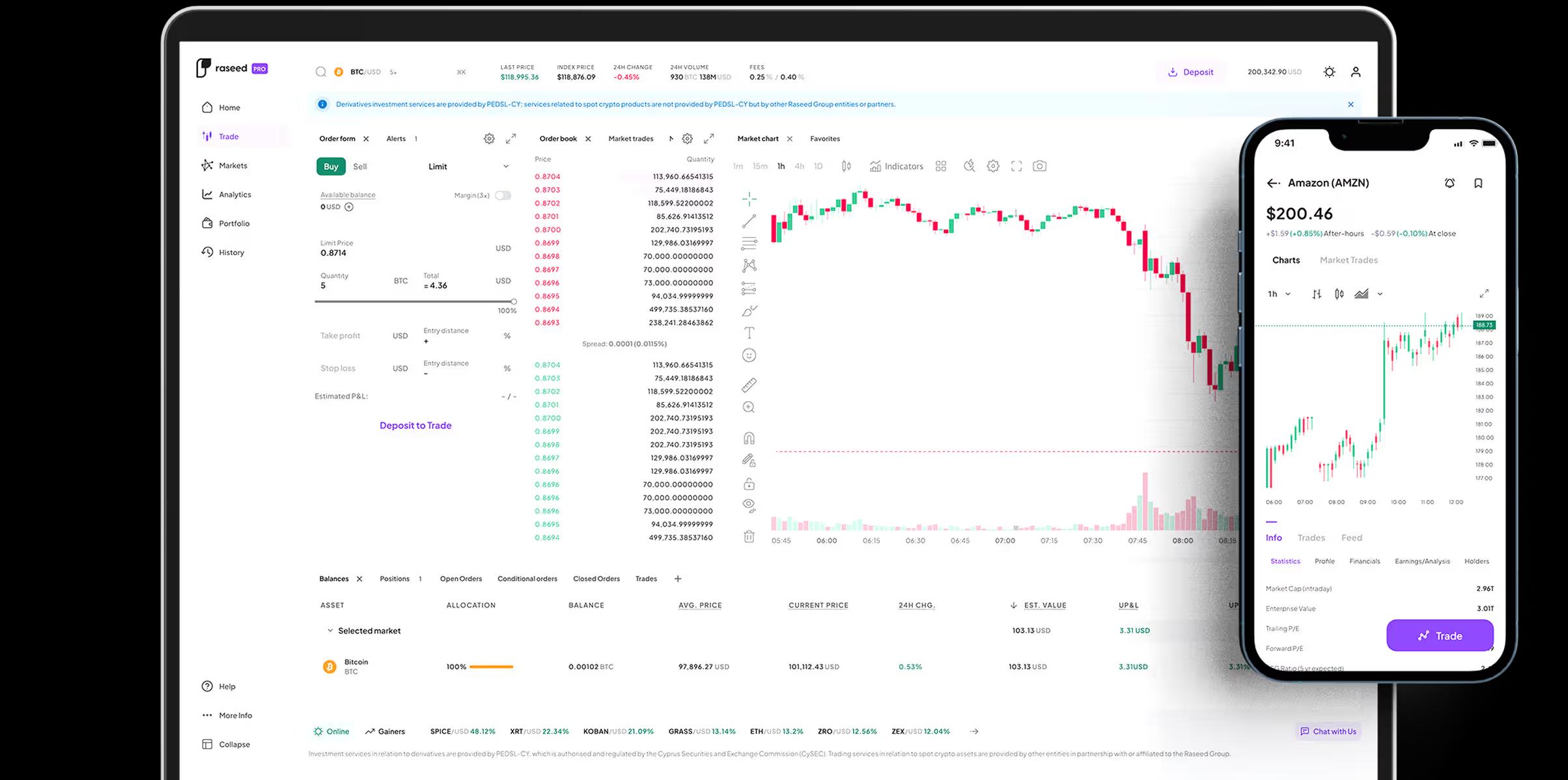 معاينة واجهة التداول على سطح المكتب
